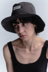 【90'S DEAD STOCK FABRIC】WOOD GRAIN BUCKET HAT -BLACK- *Last1